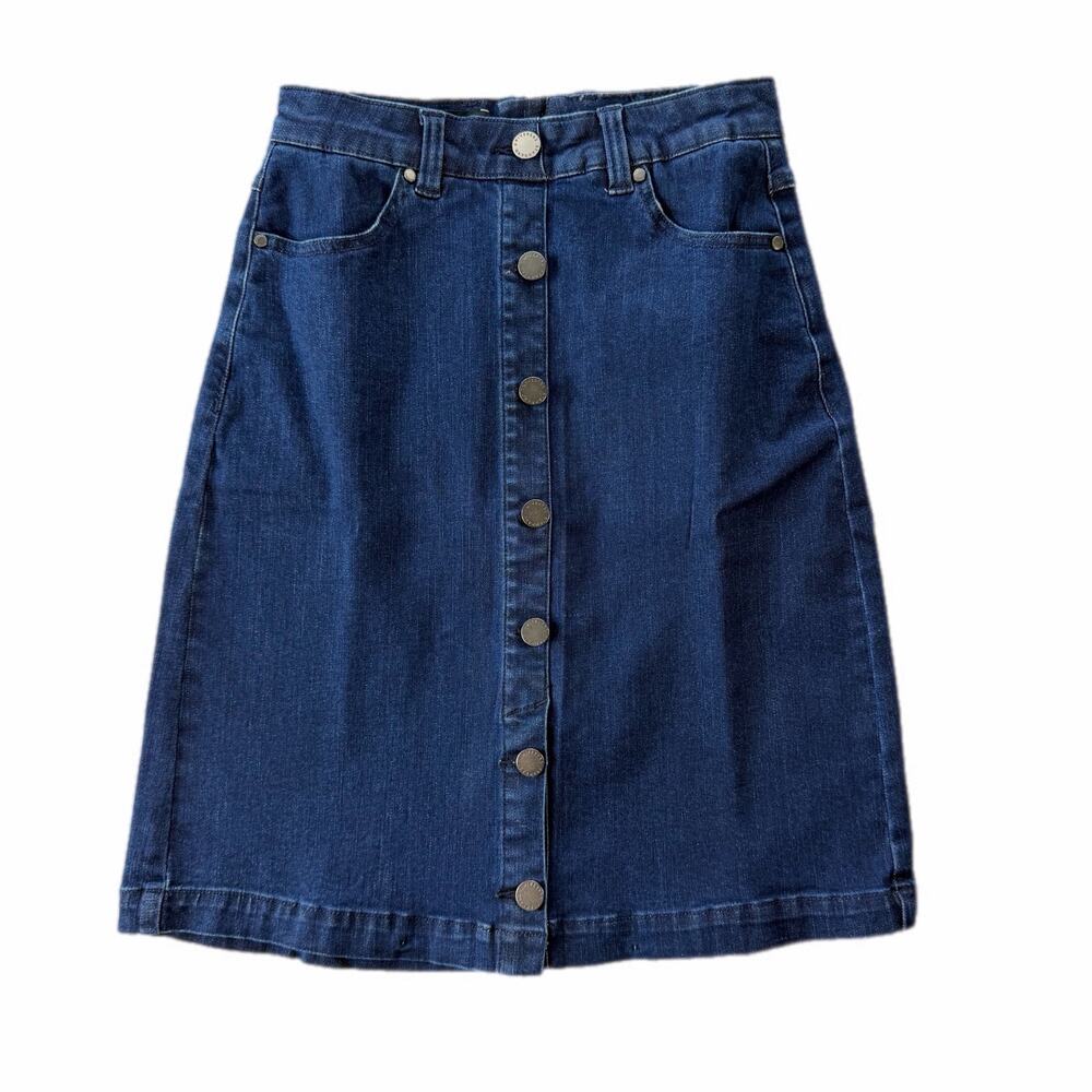 Universal Standard NEW Ang Button Down Boho Preppy Casual Classic Denim Skirt